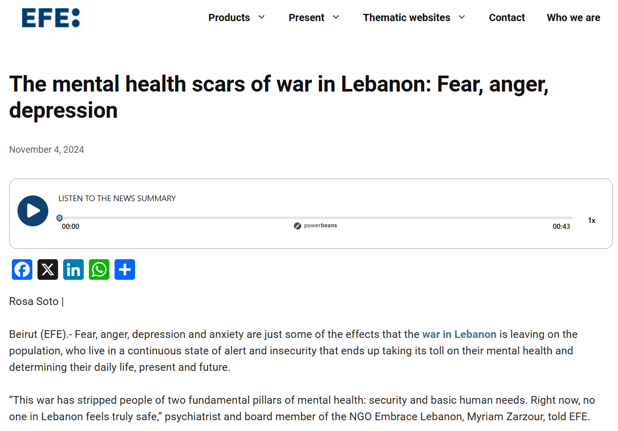 The mental health scars of war in Lebanon: Fear, anger, depression